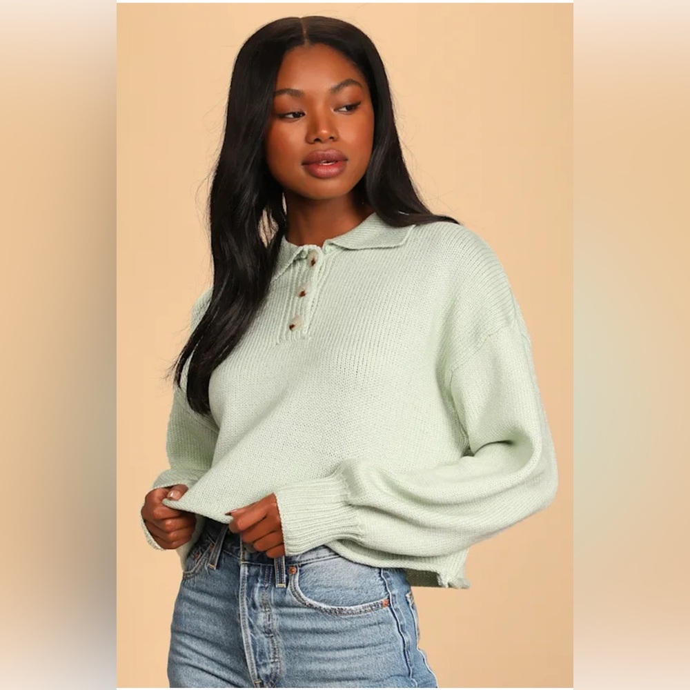 Mint Green Cropped Women's Sweater